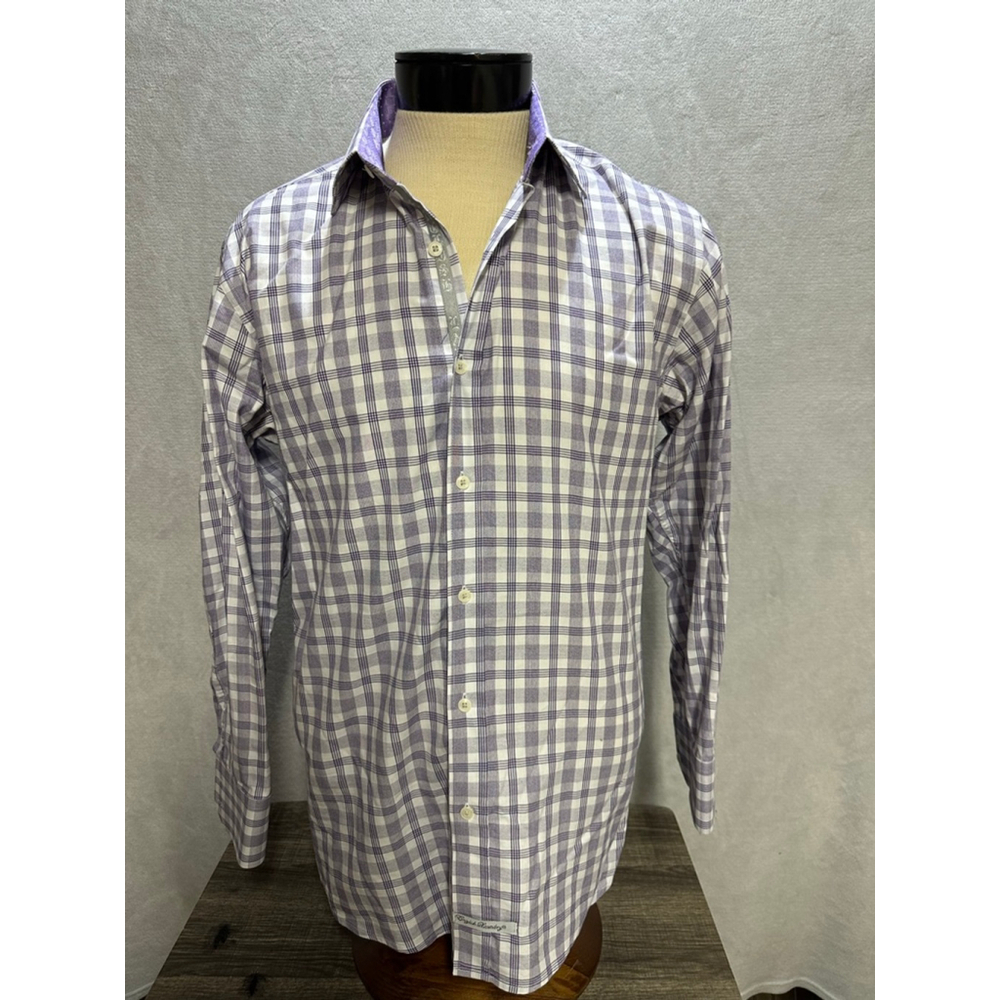 Men's English Laundry Button Down Shirt Size 16 1/2 32/33 White/Purple